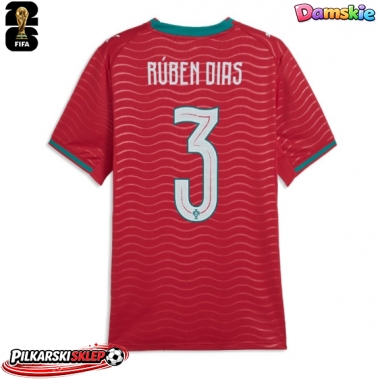 Portugalia Ruben Dias #3 Koszulka Podstawowa damskie MŚ 2026 Krótki Rękaw