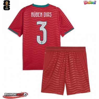 Portugalia Ruben Dias #3 Koszulka Podstawowa dzieci MŚ 2026 Krótki Rękaw (+ krótkie spodenki)