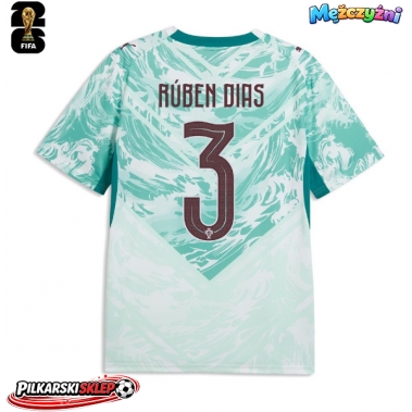 Portugalia Ruben Dias #3 Koszulka Wyjazdowa MŚ 2026 Krótki Rękaw