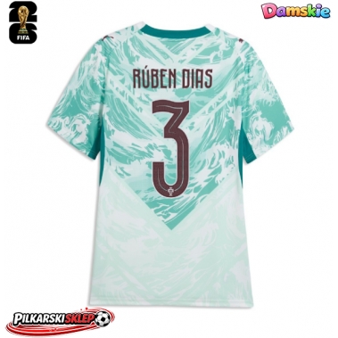 Portugalia Ruben Dias #3 Koszulka Wyjazdowa damskie MŚ 2026 Krótki Rękaw