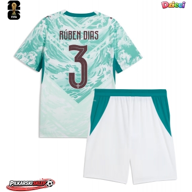 Portugalia Ruben Dias #3 Koszulka Wyjazdowa dzieci MŚ 2026 Krótki Rękaw (+ krótkie spodenki)