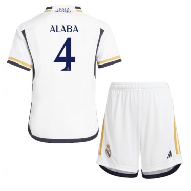 Real Madrid David Alaba #4 Koszulka Podstawowa dzieci 2023-24 Krótki Rękaw (+ krótkie spodenki)