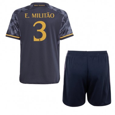 Real Madrid Eder Militao #3 Koszulka Wyjazdowa dzieci 2023-24 Krótki Rękaw (+ krótkie spodenki)