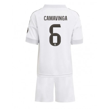Real Madrid Eduardo Camavinga #6 Koszulka Podstawowa dzieci 2025-26 Krótki Rękaw (+ krótkie spodenki)