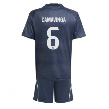 Real Madrid Eduardo Camavinga #6 Koszulka Wyjazdowa dzieci 2025-26 Krótki Rękaw (+ krótkie spodenki)