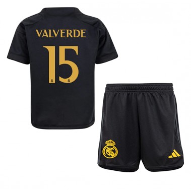 Real Madrid Federico Valverde #15 Koszulka Trzecia dzieci 2023-24 Krótki Rękaw (+ krótkie spodenki)