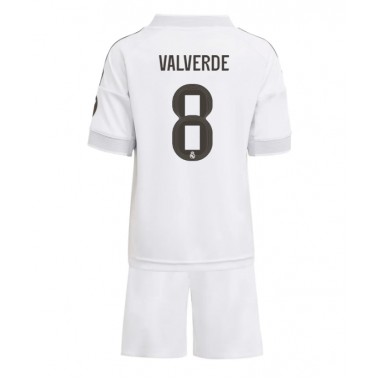 Real Madrid Federico Valverde #8 Koszulka Podstawowa dzieci 2025-26 Krótki Rękaw (+ krótkie spodenki)