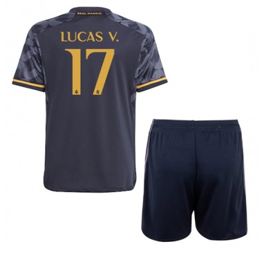 Real Madrid Lucas Vazquez #17 Koszulka Wyjazdowa dzieci 2023-24 Krótki Rękaw (+ krótkie spodenki)