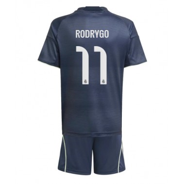 Real Madrid Rodrygo Goes #11 Koszulka Wyjazdowa dzieci 2025-26 Krótki Rękaw (+ krótkie spodenki)