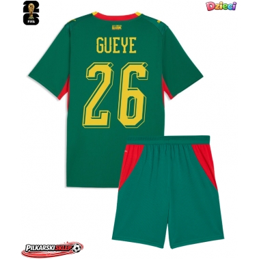 Senegal Pape Gueye #26 Koszulka Wyjazdowa dzieci MŚ 2026 Krótki Rękaw (+ krótkie spodenki)