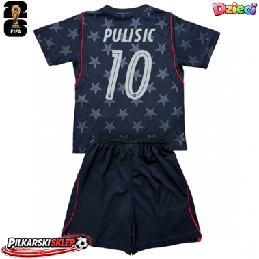 Stany Zjednoczone Christian Pulisic #10 Koszulka Wyjazdowa dzieci MŚ 2026 Krótki Rękaw (+ krótkie spodenki)