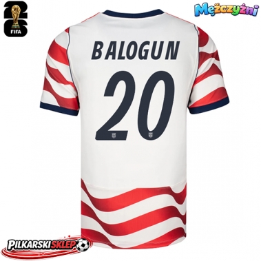 Stany Zjednoczone Folarin Balogun #20 Koszulka Podstawowa MŚ 2026 Krótki Rękaw