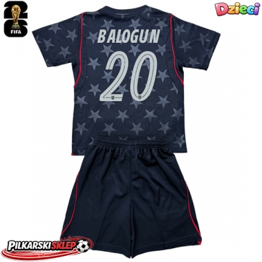 Stany Zjednoczone Folarin Balogun #20 Koszulka Wyjazdowa dzieci MŚ 2026 Krótki Rękaw (+ krótkie spodenki)
