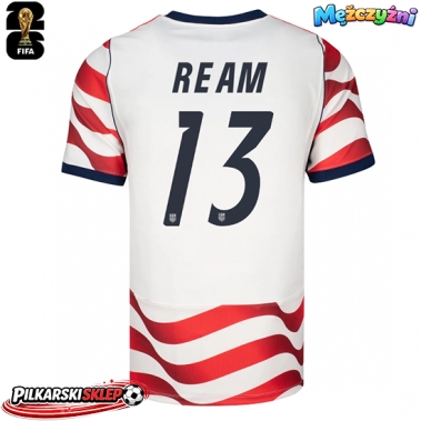 Stany Zjednoczone Tim Ream #13 Koszulka Podstawowa MŚ 2026 Krótki Rękaw