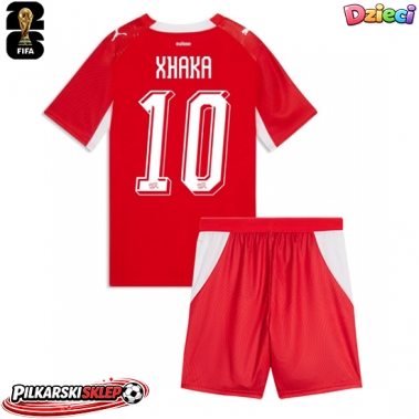 Szwajcaria Granit Xhaka #10 Koszulka Podstawowa dzieci MŚ 2026 Krótki Rękaw (+ krótkie spodenki)