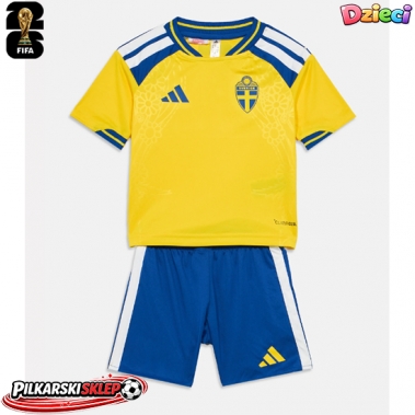 Szwecja Koszulka Podstawowa dzieci MŚ 2026 Krótki Rękaw (+ krótkie spodenki)