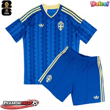Szwecja Koszulka Wyjazdowa dzieci MŚ 2026 Krótki Rękaw (+ krótkie spodenki)