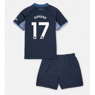 Tottenham Hotspur Cristian Romero #17 Koszulka Wyjazdowa dzieci 2023-24 Krótki Rękaw (+ krótkie spodenki)