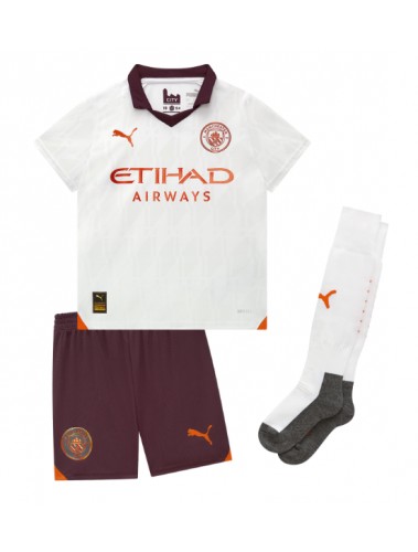 Manchester City Rodri Hernandez #16 Koszulka Wyjazdowa dzieci 2023-24 Krótki Rękaw (+ krótkie spodenki)