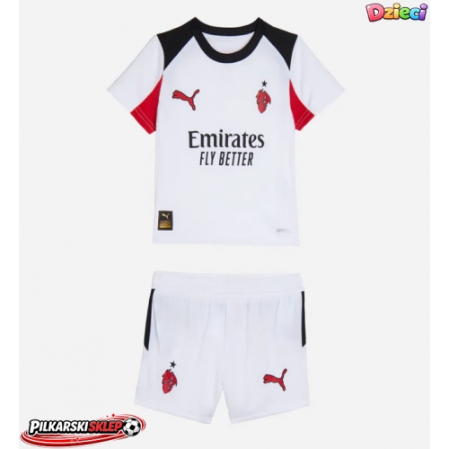 AC Milan Strahinja Pavlovic #31 Koszulka Wyjazdowa dzieci 2025-26 Krótki Rękaw (+ krótkie spodenki)