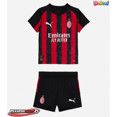 AC Milan Youssouf Fofana #19 Koszulka Podstawowa dzieci 2025-26 Krótki Rękaw (+ krótkie spodenki)