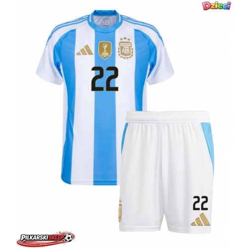 Argentyna Lautaro Martinez #22 Koszulka Podstawowa dzieci Copa America 2024 Krótki Rękaw (+ krótkie spodenki)