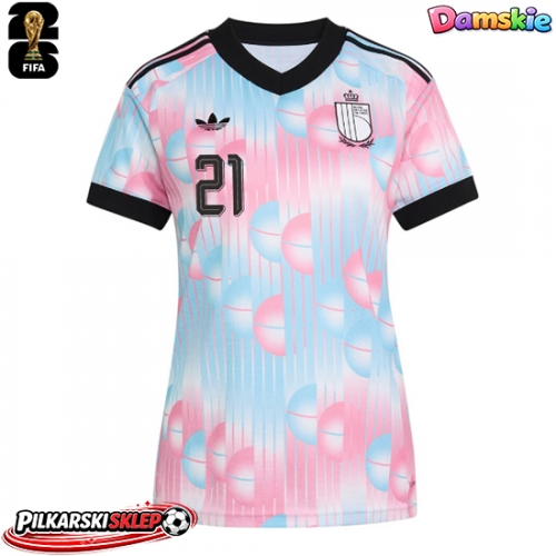 Belgia Timothy Castagne #21 Koszulka Wyjazdowa damskie MŚ 2026 Krótki Rękaw