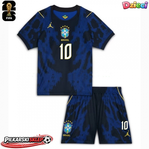 Brazylia Vinicius Junior #10 Koszulka Wyjazdowa dzieci MŚ 2026 Krótki Rękaw (+ krótkie spodenki)