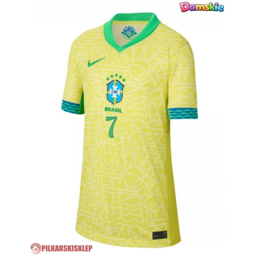 Brazylia Vinicius Junior #7 Koszulka Podstawowa damskie Copa America 2024 Krótki Rękaw