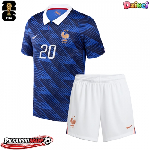 Francja Desire Doue #20 Koszulka Podstawowa dzieci MŚ 2026 Krótki Rękaw (+ krótkie spodenki)