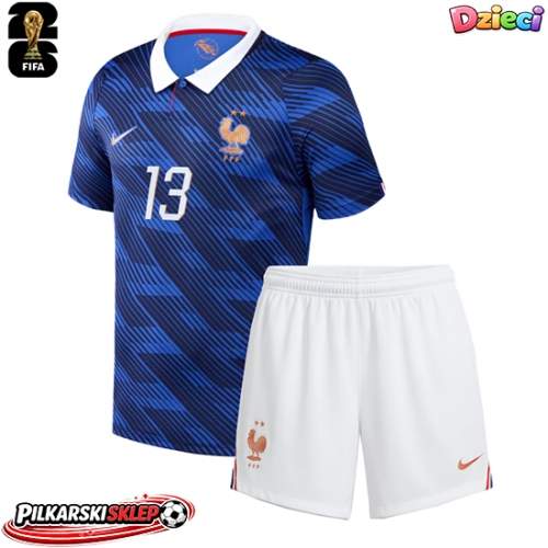 Francja Kante #13 Koszulka Podstawowa dzieci MŚ 2026 Krótki Rękaw (+ krótkie spodenki)
