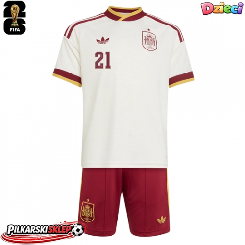 Hiszpania Mikel Oyarzabal #21 Koszulka Wyjazdowa dzieci MŚ 2026 Krótki Rękaw (+ krótkie spodenki)