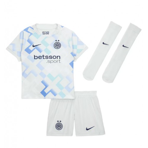 Inter Milan Alessandro Bastoni #95 Koszulka Wyjazdowa dzieci 2025-26 Krótki Rękaw (+ krótkie spodenki)