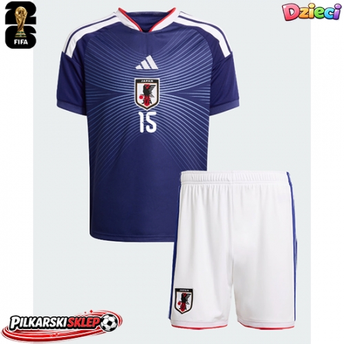 Japonia Daichi Kamada #15 Koszulka Podstawowa dzieci MŚ 2026 Krótki Rękaw (+ krótkie spodenki)
