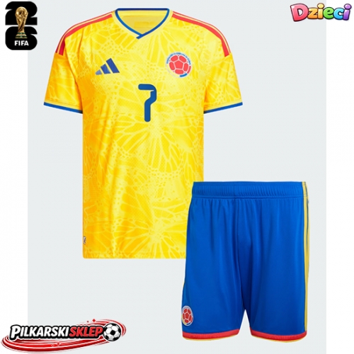 Kolumbia Luis Diaz #7 Koszulka Podstawowa dzieci MŚ 2026 Krótki Rękaw (+ krótkie spodenki)