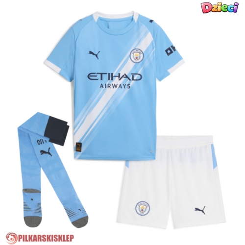 Manchester City John Stones #5 Koszulka Podstawowa dzieci 2025-26 Krótki Rękaw (+ krótkie spodenki)