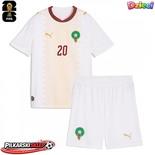 Maroko Ayoub El Kaabi #20 Koszulka Wyjazdowa dzieci MŚ 2026 Krótki Rękaw (+ krótkie spodenki)