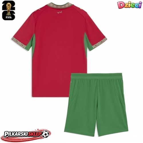 Maroko Koszulka Podstawowa dzieci MŚ 2026 Krótki Rękaw (+ krótkie spodenki)