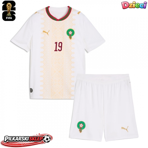 Maroko Youssef En-Nesyri #19 Koszulka Wyjazdowa dzieci MŚ 2026 Krótki Rękaw (+ krótkie spodenki)