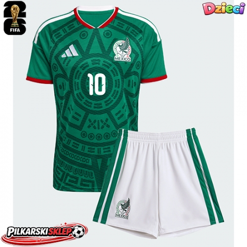 Meksyk Alexis Vega #10 Koszulka Podstawowa dzieci MŚ 2026 Krótki Rękaw (+ krótkie spodenki)