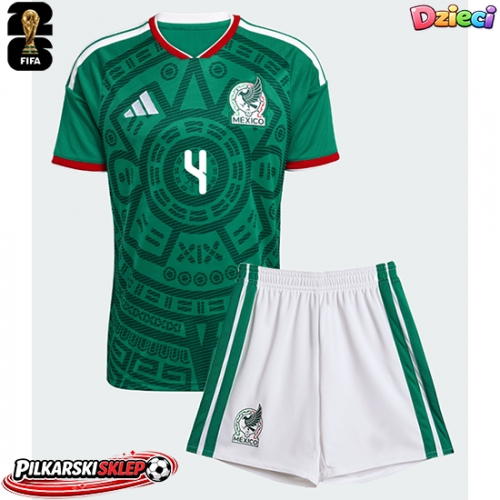 Meksyk Edson Alvarez #4 Koszulka Podstawowa dzieci MŚ 2026 Krótki Rękaw (+ krótkie spodenki)