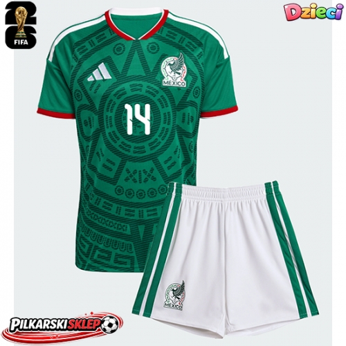 Meksyk Erick Sanchez #14 Koszulka Podstawowa dzieci MŚ 2026 Krótki Rękaw (+ krótkie spodenki)