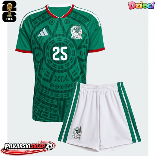 Meksyk Roberto Alvarado #25 Koszulka Podstawowa dzieci MŚ 2026 Krótki Rękaw (+ krótkie spodenki)