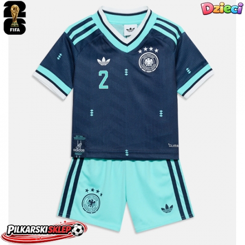 Niemcy Antonio Rudiger #2 Koszulka Wyjazdowa dzieci MŚ 2026 Krótki Rękaw (+ krótkie spodenki)
