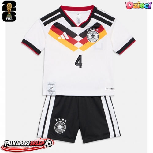Niemcy Jonathan Tah #4 Koszulka Podstawowa dzieci MŚ 2026 Krótki Rękaw (+ krótkie spodenki)