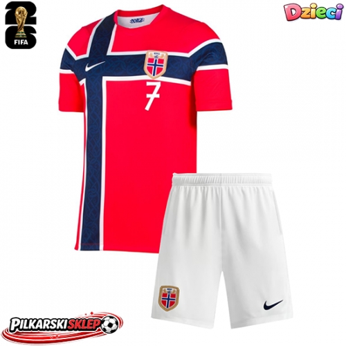 Norwegia Alexander Sorloth #7 Koszulka Podstawowa dzieci MŚ 2026 Krótki Rękaw (+ krótkie spodenki)