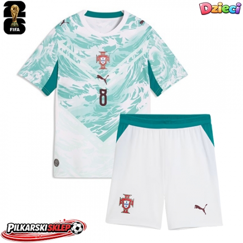 Portugalia Bruno Fernandes #8 Koszulka Wyjazdowa dzieci MŚ 2026 Krótki Rękaw (+ krótkie spodenki)