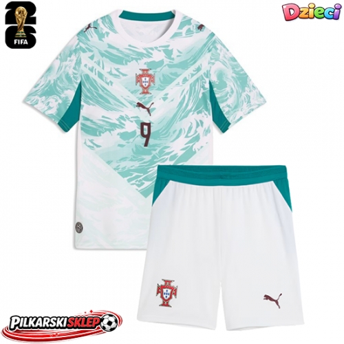 Portugalia Goncalo Ramos #9 Koszulka Wyjazdowa dzieci MŚ 2026 Krótki Rękaw (+ krótkie spodenki)