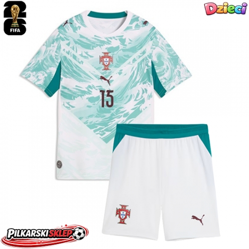 Portugalia Joao Neves #15 Koszulka Wyjazdowa dzieci MŚ 2026 Krótki Rękaw (+ krótkie spodenki)