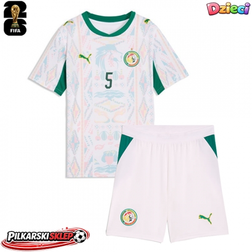 Senegal Idrissa Gueye #5 Koszulka Podstawowa dzieci MŚ 2026 Krótki Rękaw (+ krótkie spodenki)